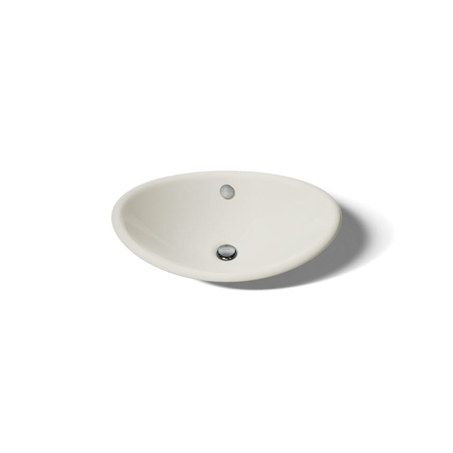 Iron Plains 20-3/4"L Cast Iron Drop-In Semi-Vessel Sink with Overflow and Black Painted Underside