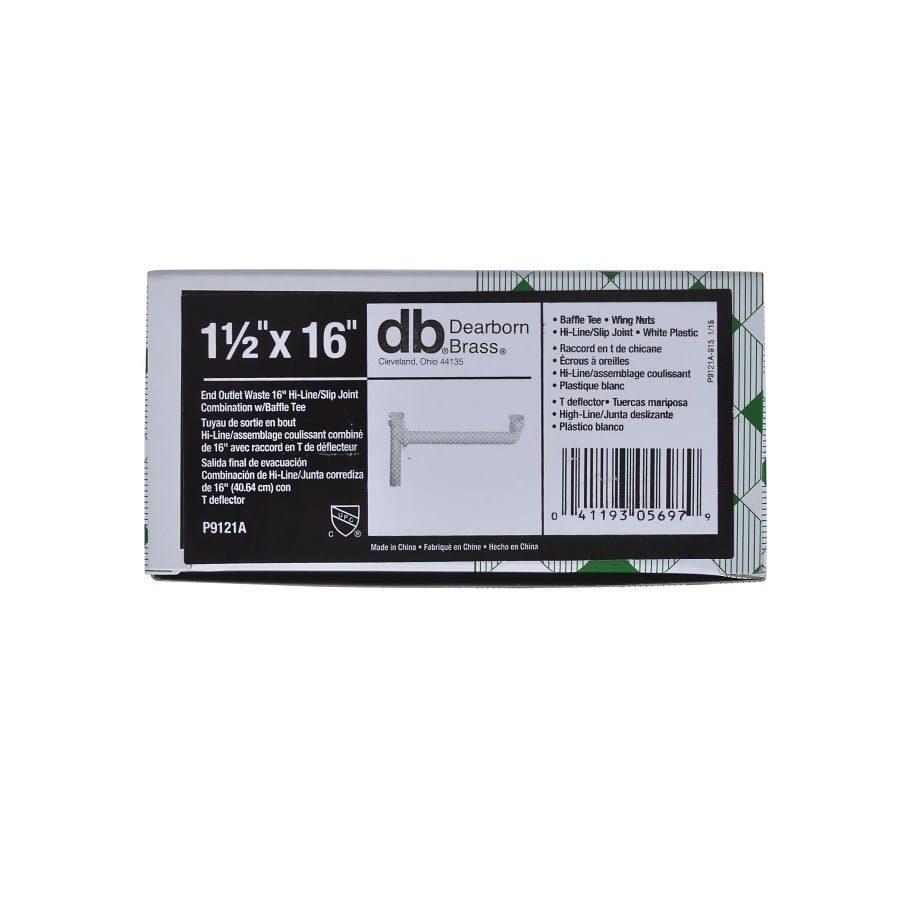 Continuous Waste, End Outlet, 1-1/2 in, PVC, White