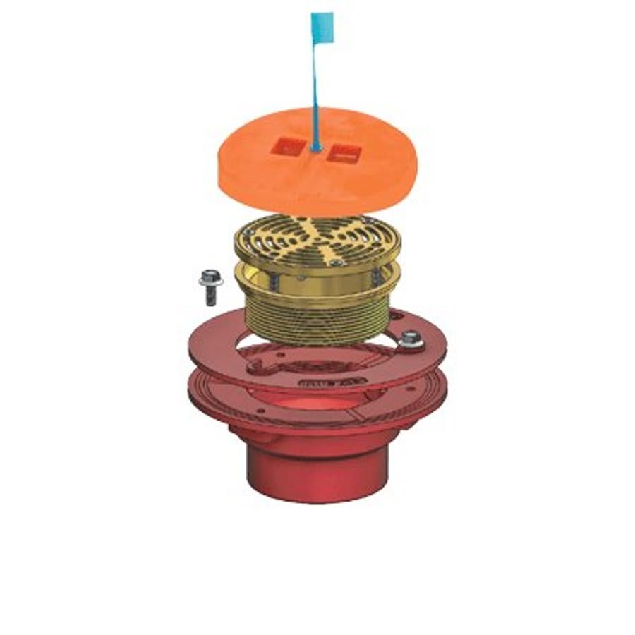 F100 Floor Drain, 4 in Outlet, No Hub, 5 in Round Nickel Bronze Top