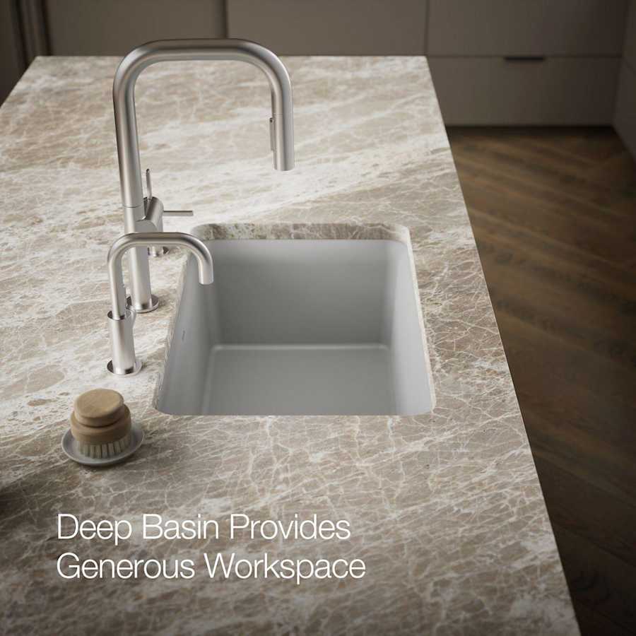 Cairn 27-1/2" Undermount Single Bowl Neoroc Granite Composite Kitchen Sink with Bottom Sink Rack