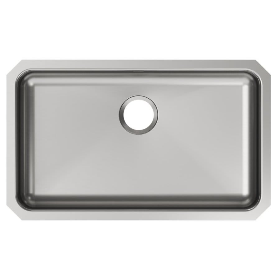 Lustertone™ Classic Single Bowl Kitchen Sink, Under Mount, ADA, 30-1/2 x 18-1/2 in, 5-3/8 in Bowl Depth, 18 ga Lustrous Satin Steel, Stainless