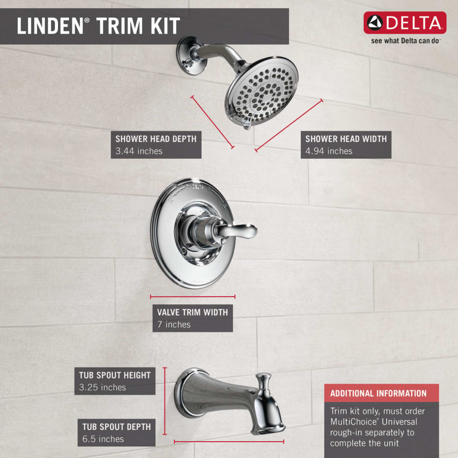 Linden Monitor 14 Series Single Function Pressure Balanced Tub and Shower - Less Rough-In Valve