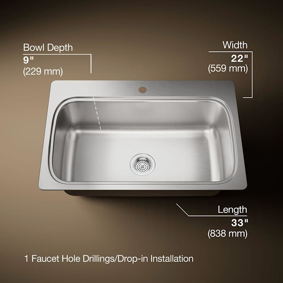 Verse 33" Single Basin Drop In kitchen Sink With Single Faucet Hole