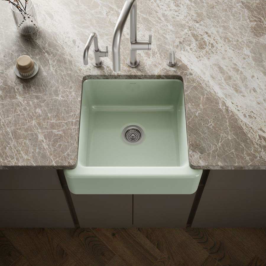 Whitehaven 23-1/2" Self-Trimming Farmhouse Single Basin Enameled Cast Iron Kitchen Sink