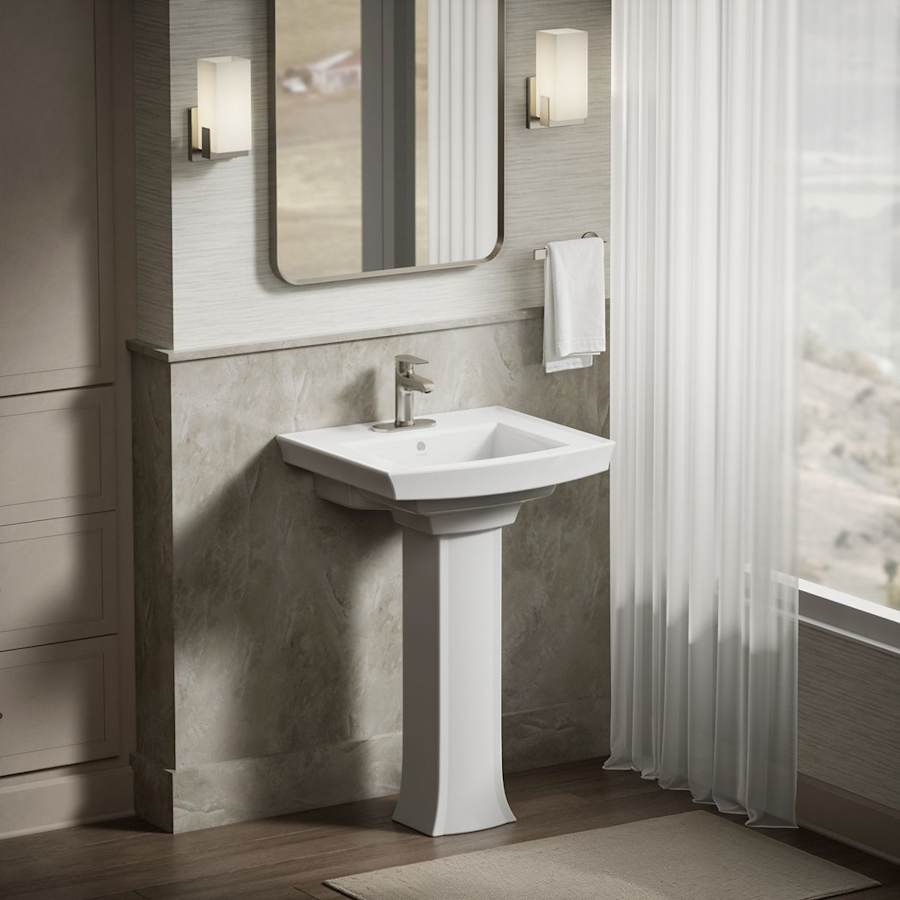 Archer 24" Pedestal Bathroom Sink with 3 Holes Drilled and Overflow