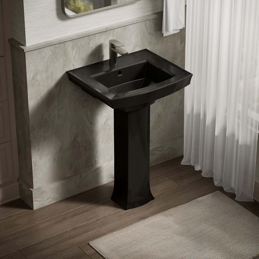 Archer 24" Pedestal Bathroom Sink with 1 Hole Drilled and Overflow