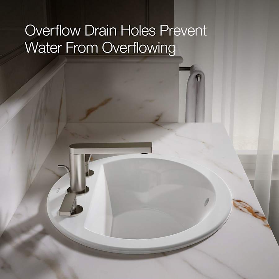 Bryant 20-1/8" Oval Vitreous China Drop In Bathroom Sink with Overflow and 3 Faucets Holes at 8" Centers