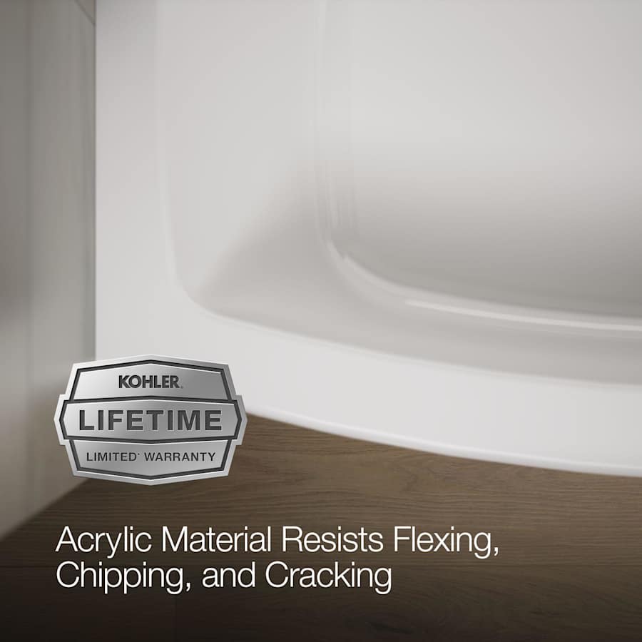 60" Three Wall Alcove Curved Apron Soaking Tub with Right Hand Drain