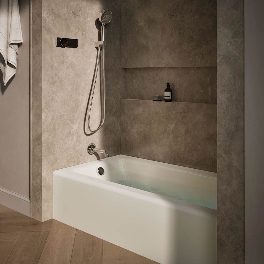 Bellwether Collection 60" Three Wall Alcove Bath Tub with Integral Apron and Left Hand Drain