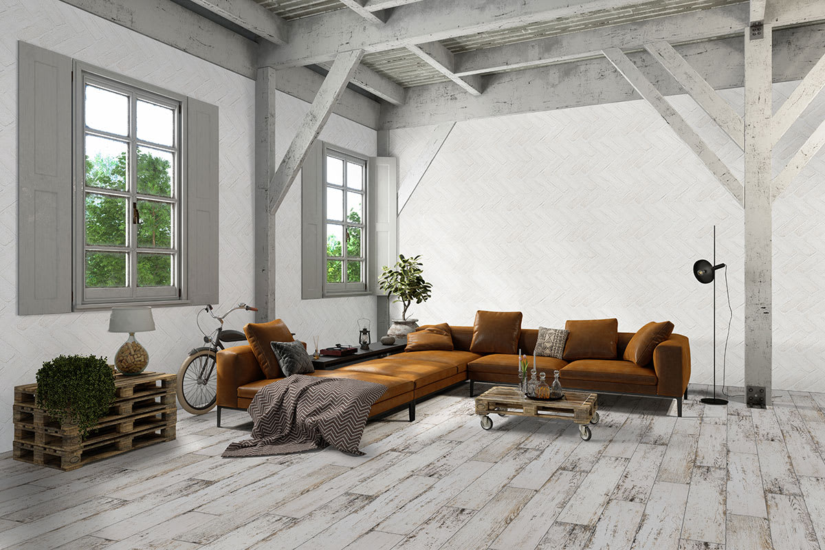 Alpine White Clay Brick Herringbone 2..5