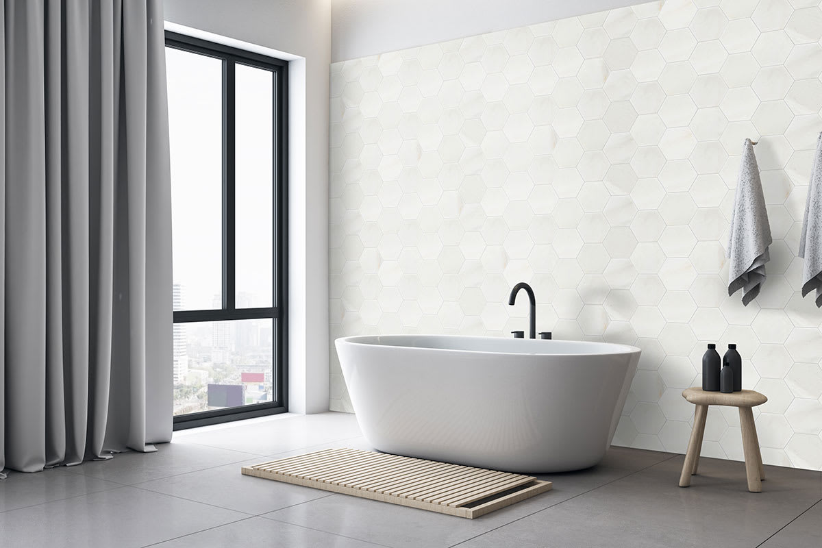 Greecian White 8" Hexagon Polished
