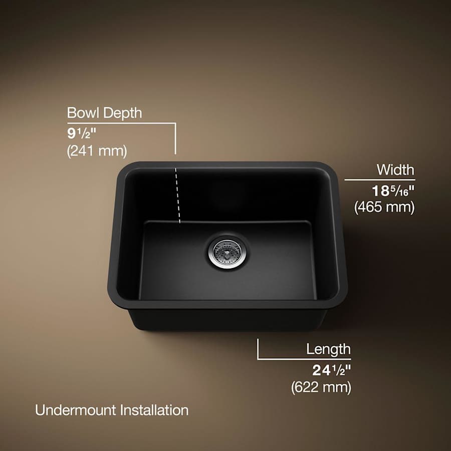 Cairn 24-1/2" Undermount Single Bowl Neoroc Granite Composite Kitchen Sink with Bottom Sink Rack