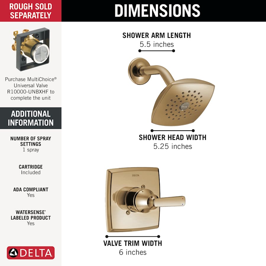Ashlyn Monitor 14 Series Single Function Pressure Balanced Shower Only - Less Rough-In Valve