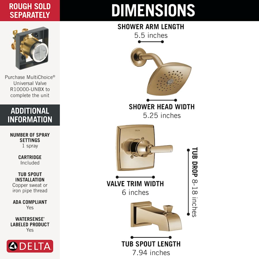 Ashlyn Monitor 14 Series Single Function Pressure Balanced Tub and Shower - Less Rough-In Valve