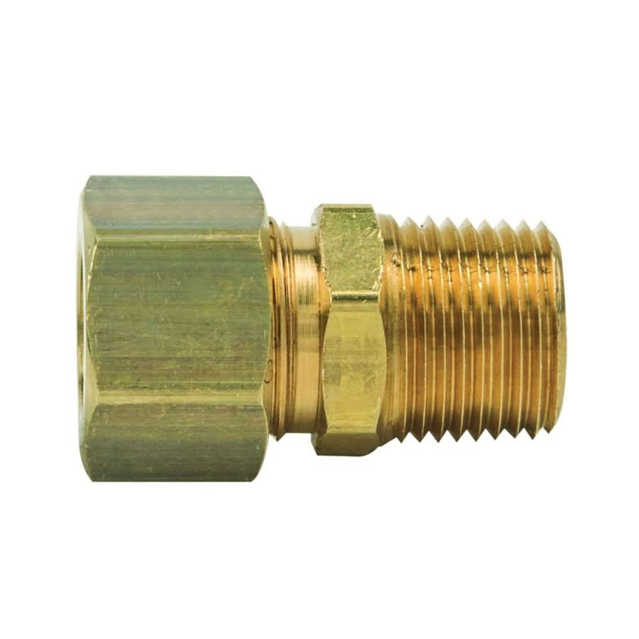Union, 1/2 x 3/8 in, Comp x MNPT, Brass, Rough Brass, Domestic