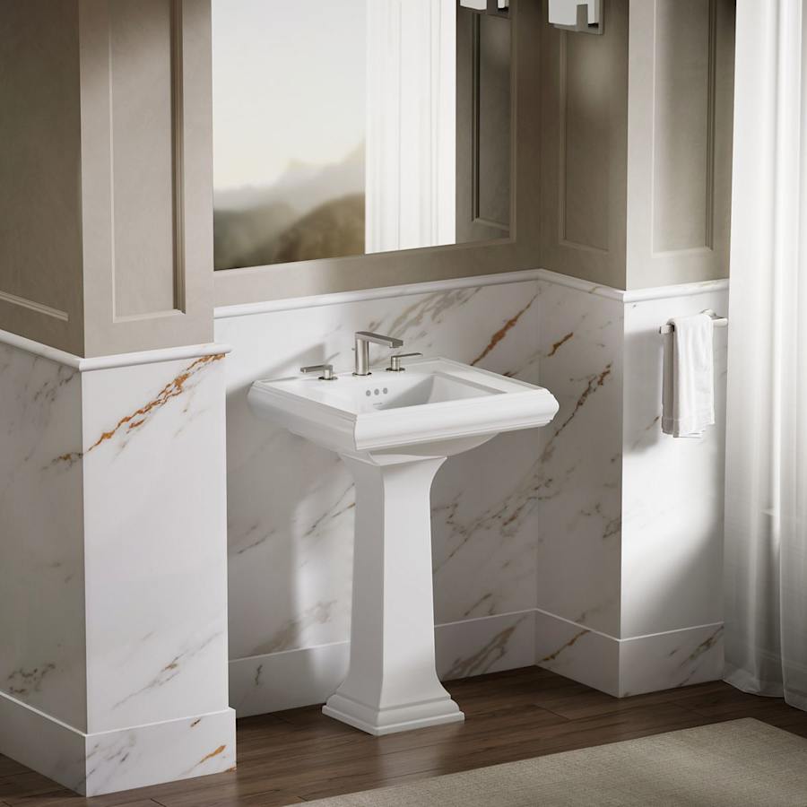 Memoirs Classic 24" Fireclay Pedestal Bathroom Sink with 3 Holes Drilled and Overflow
