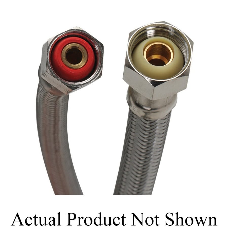 Flexible Water Supply, 1/2 in, Comp x FNPT, 16 in L, Stainless Steel