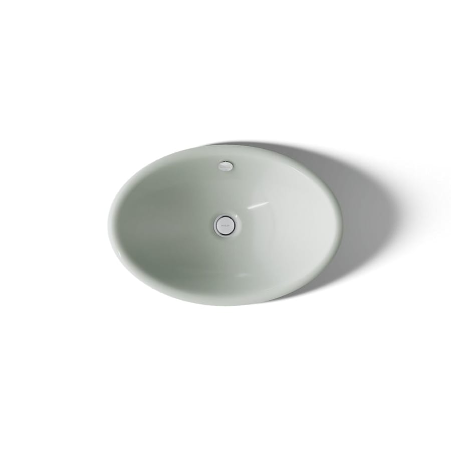 Iron Plains 20-3/4"L Cast Iron Drop-In Semi-Vessel Sink with Overflow and Black Painted Underside