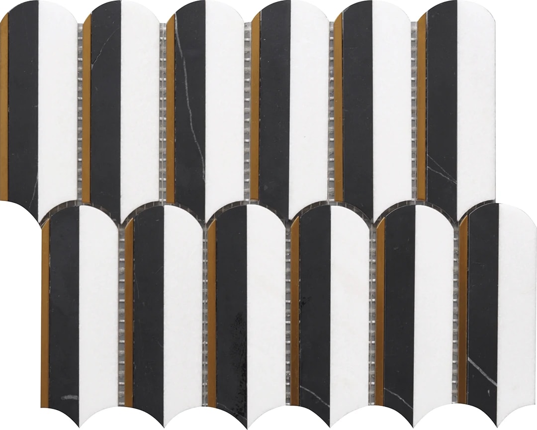 OVAL NERO MARQUINA & TASSOS 10X11 MOSAIC