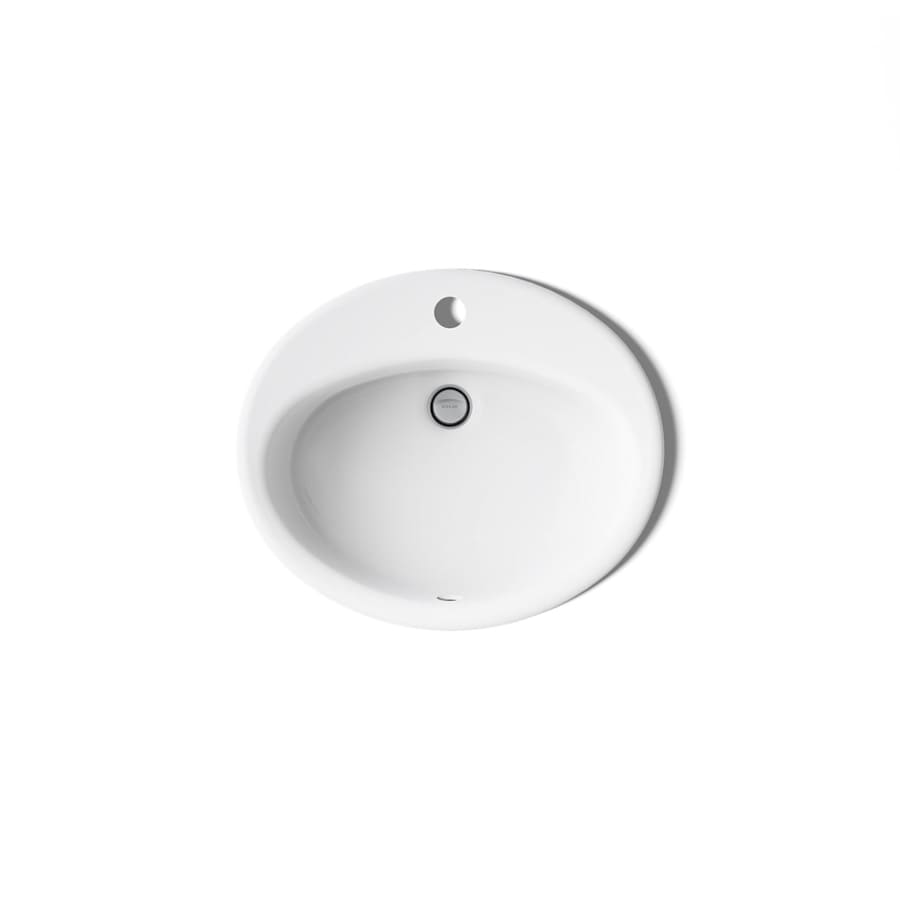 Farmington 19-1/4" Oval Cast Iron Drop In Bathroom Sink with Overflow and Single Faucet Hole