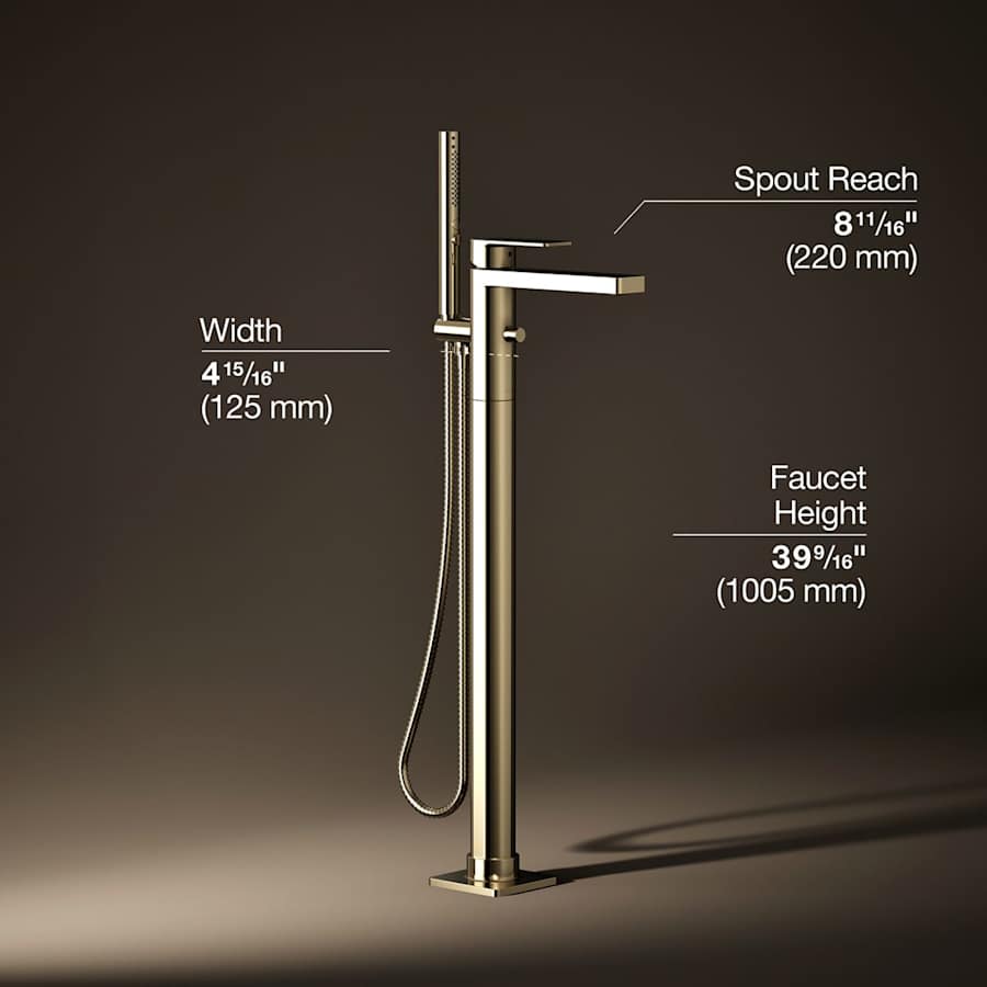 Parallel Floor Mounted Tub Filler - Includes Hand Shower