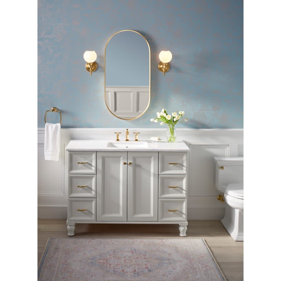 Essential 20-1/16" W x 40-1/16" H Modern Oval Framed Bathroom Wall Mirror