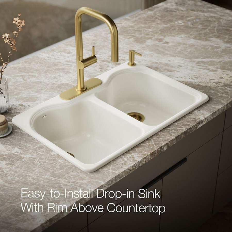 Hartland 33" Double Basin Top-Mount Enameled Cast-Iron Kitchen Sink