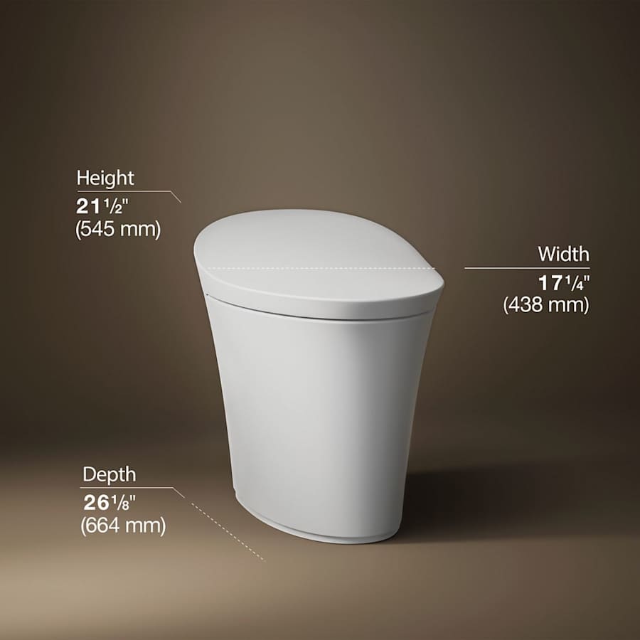 Veil Dual Flush One Piece Elongated Chair Height Intelligent Toilet - Seat Included with Quiet Close Lid