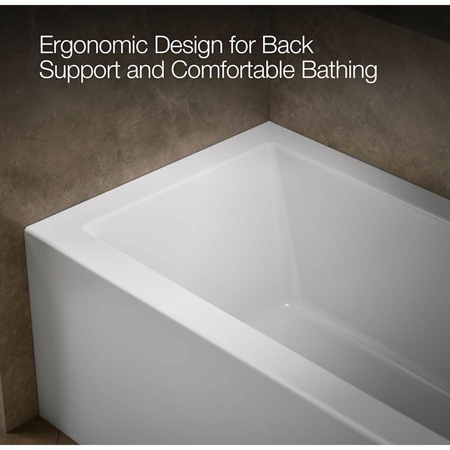Underscore 60" Soaking Bathtub for Three Wall Alcove Installation with Right Drain