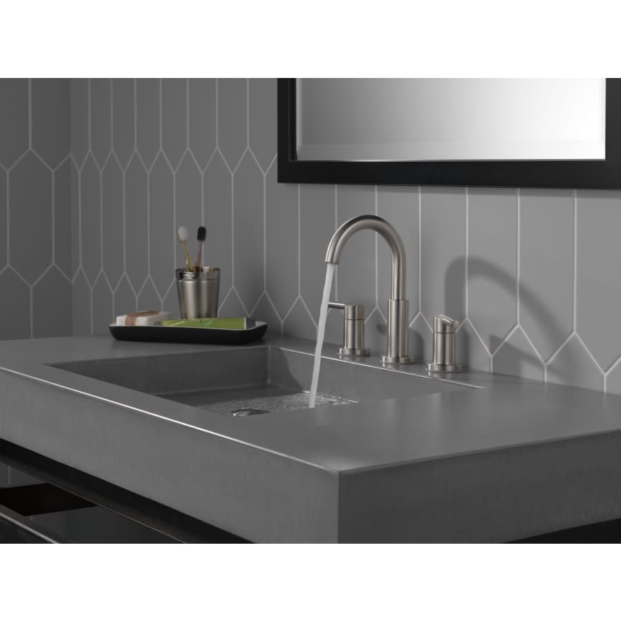 Nicoli 1.2 GPM Widespread Bathroom Faucet with Lever Handles and Push Pop-Up Drain Assembly