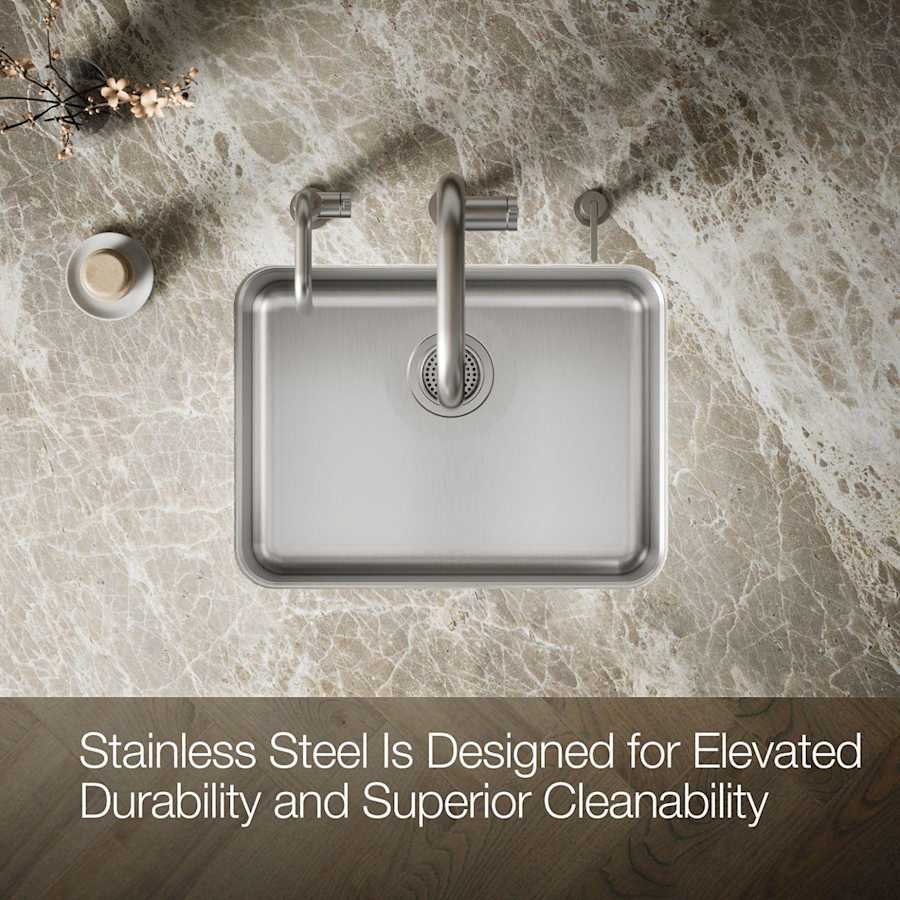 Undertone 23" Single Basin Under-Mount 18-Gauge Stainless Steel Kitchen Sink with SilentShield