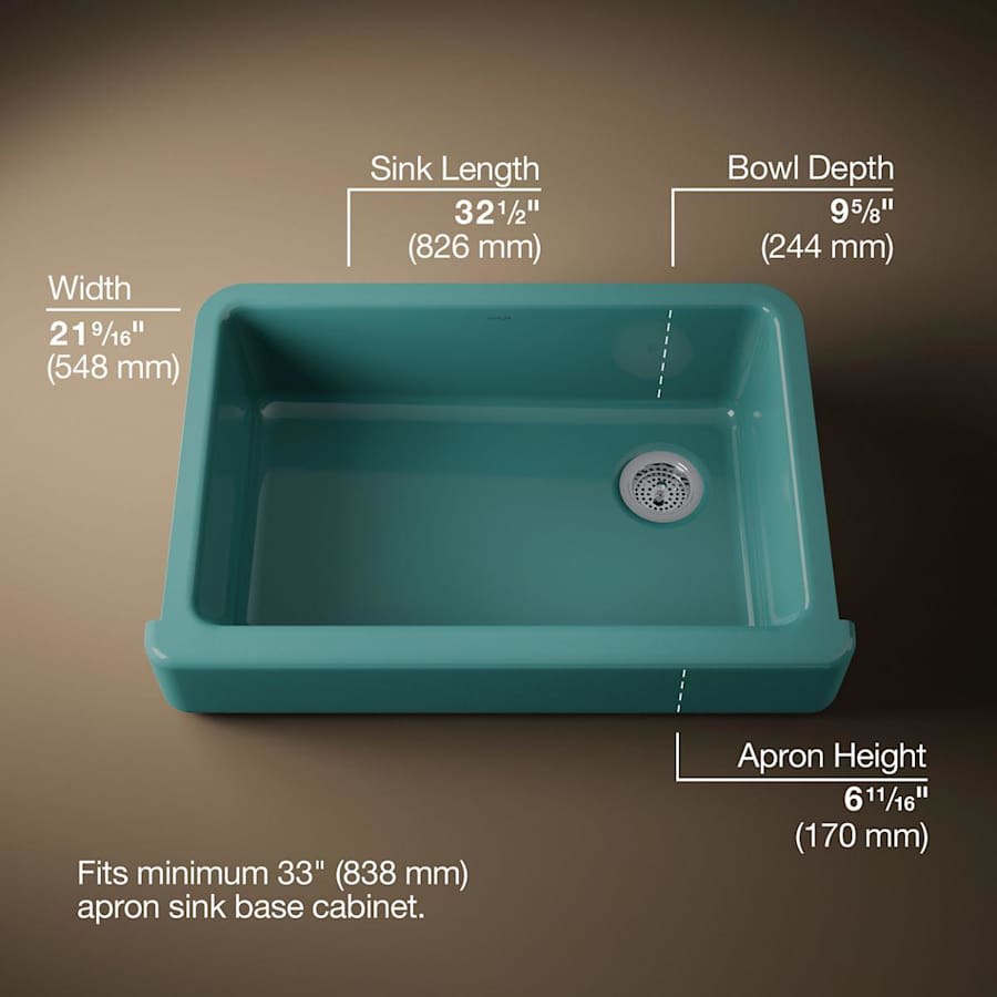 Whitehaven 32-1/2" Self-Trimming Farmhouse Single Basin Enameled Cast Iron Kitchen Sink