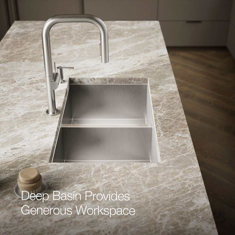 Vault 33" Double Basin Top-Mount/Under-Mount 18-Gauge Stainless Steel Kitchen Sink with SilentShield and Bottom Sink Rack
