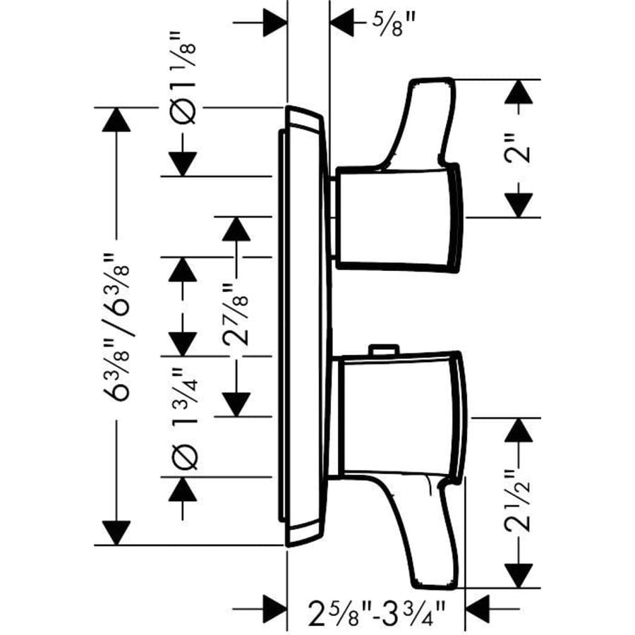 Ecostat Classic Square Thermostatic Valve Trim Only with Integrated Volume Control and Diverter for 2 Distinct Functions - Less Rough In