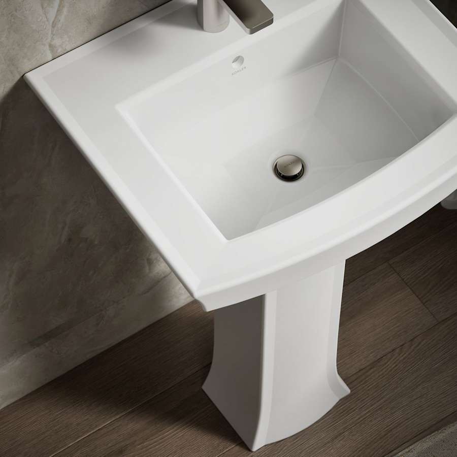 Archer 24" Pedestal Bathroom Sink with 1 Hole Drilled and Overflow