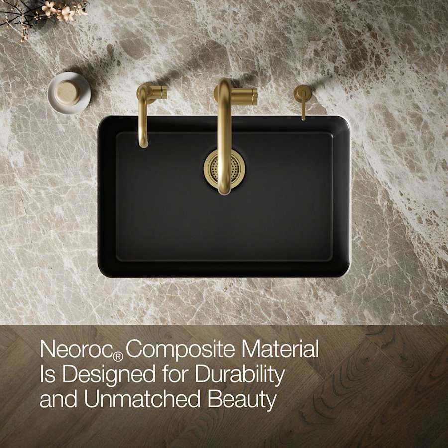 Cairn 27-1/2" Undermount Single Bowl Neoroc Granite Composite Kitchen Sink with Bottom Sink Rack