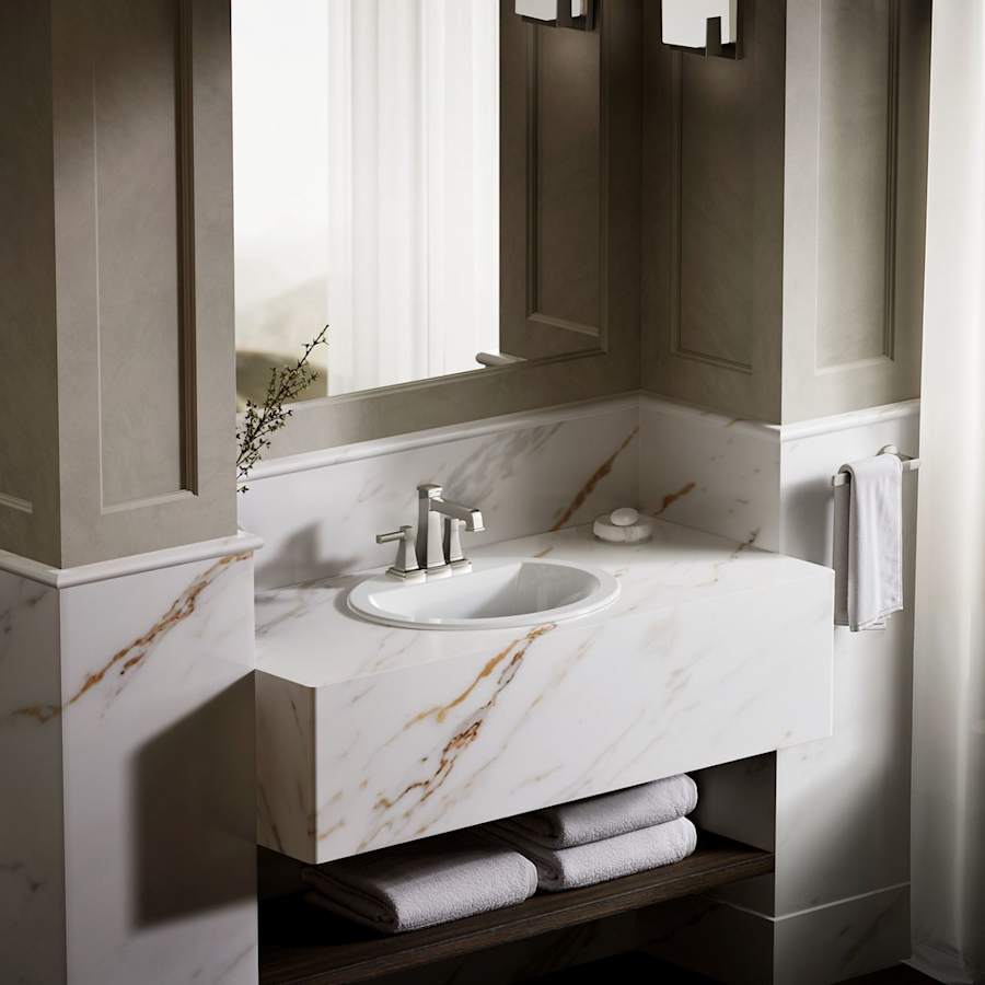Bryant 20-1/8" Oval Vitreous China Drop In Bathroom Sink with Overflow and 3 Faucet Holes at 4" Centers