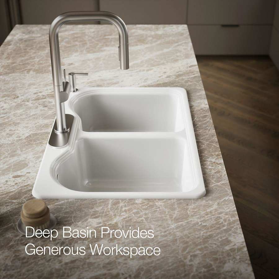 Hartland 33" Double Basin Top-Mount Enameled Cast-Iron Kitchen Sink