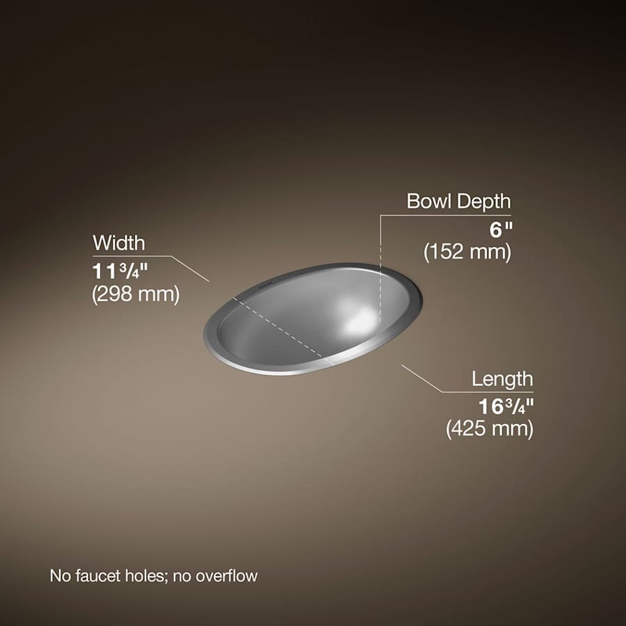 Bolero 15" Stainless Steel Drop In or Undermount Bathroom Sink