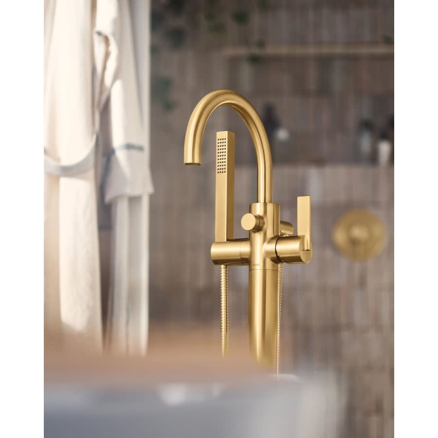 Cia Floor Mounted Tub Filler with Built-In Diverter - Includes Hand Shower