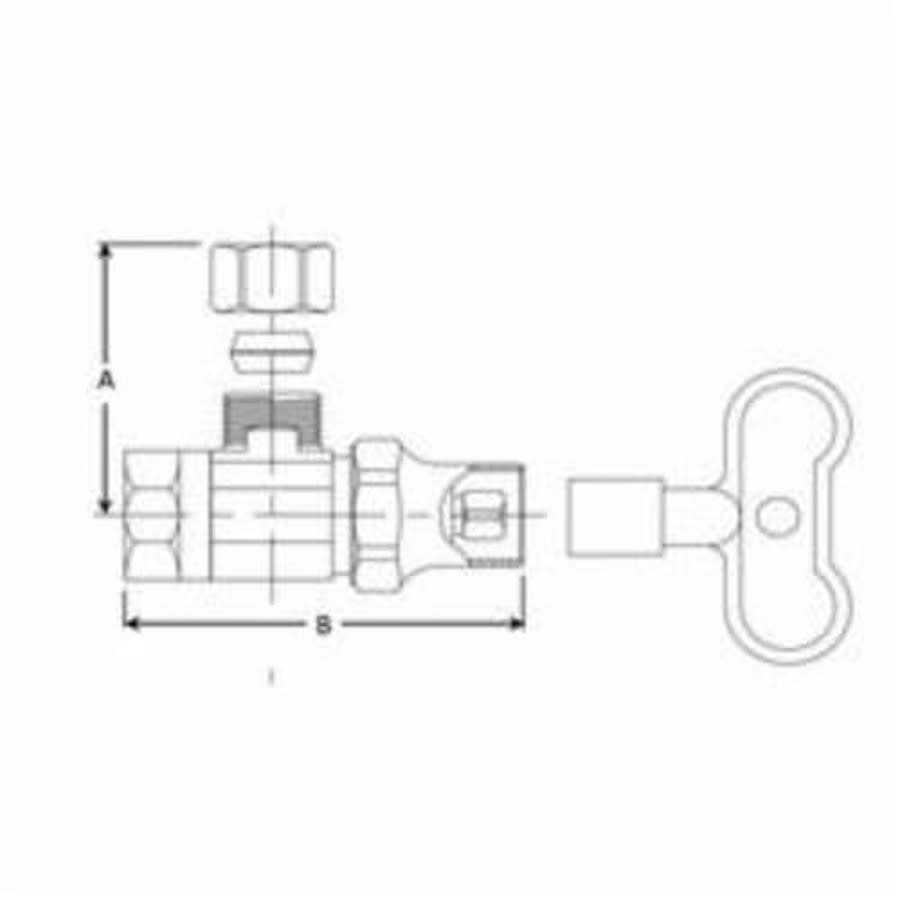 Multi Turn Angle Stop, Loose Key, 1/2 x 3/8 in, FNPT x Comp, Chrome
