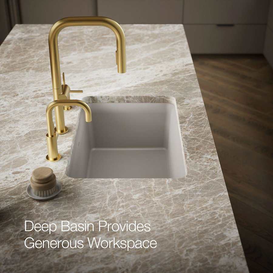Cairn 27-1/2" Undermount Single Bowl Neoroc Granite Composite Kitchen Sink with Bottom Sink Rack