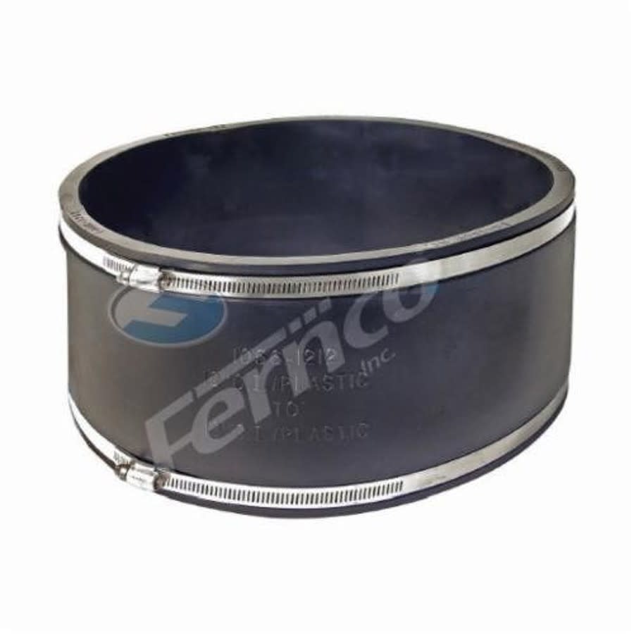Transition Coupling, 12 in, Cast Iron/Plastic x Cast Iron/Plastic, Flexible PVC
