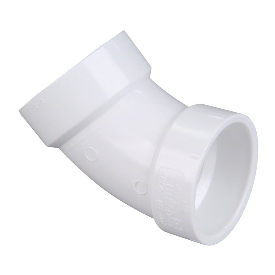 45 deg Elbow, 10 in, Hub, DWV, PVC