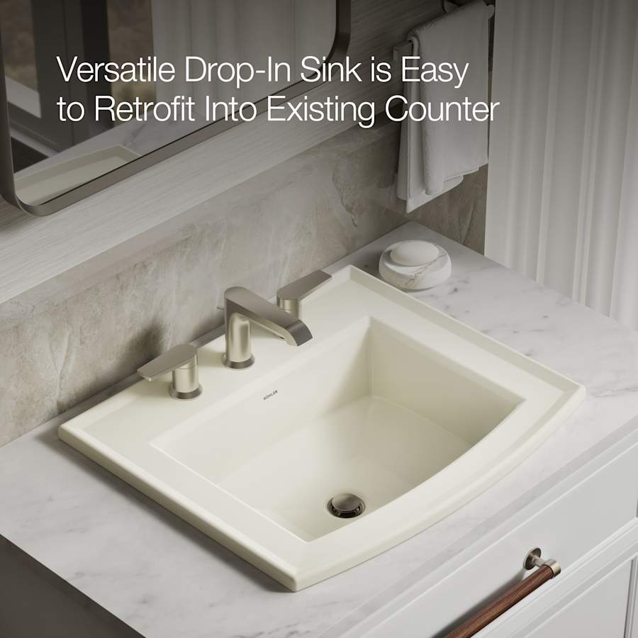 Archer 22-5/8" Drop In Bathroom Sink with 3 Holes Drilled and Overflow