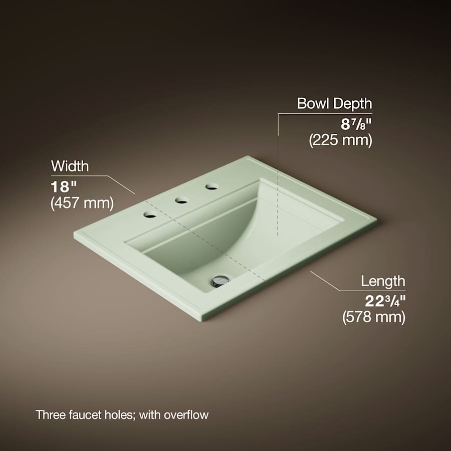 Memoirs Stately 17" Drop In Bathroom Sink with 3 Holes Drilled and Overflow