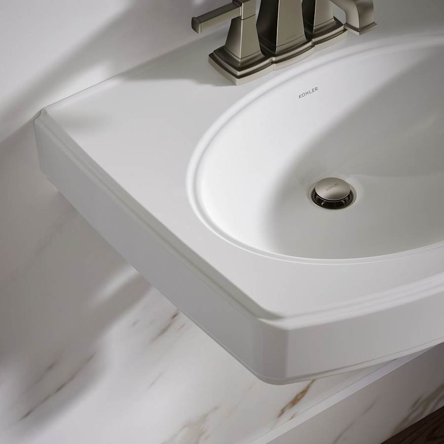 Pinoir 18" Wall Mounted Bathroom Sink with 3 Holes Drilled and Overflow