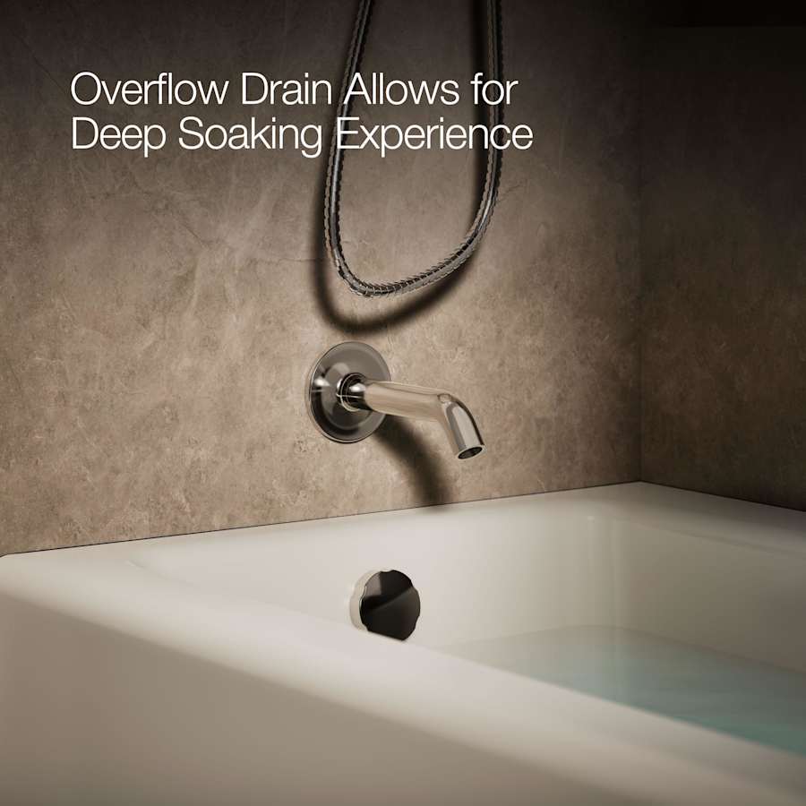 Bellwether Bath Tub 66" L x 32" W Cast Iron Soaking for Three Wall Alcove Installations with Integral Apron and Left Drain