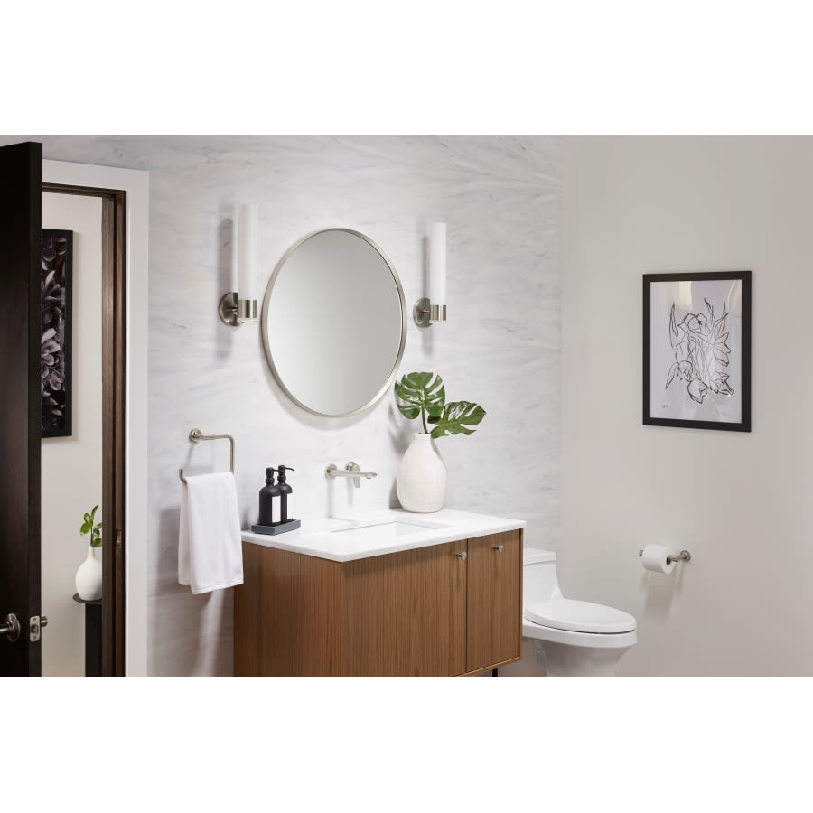 Essential 28-1/8" Diameter Modern Circular Framed Bathroom Wall Mirror