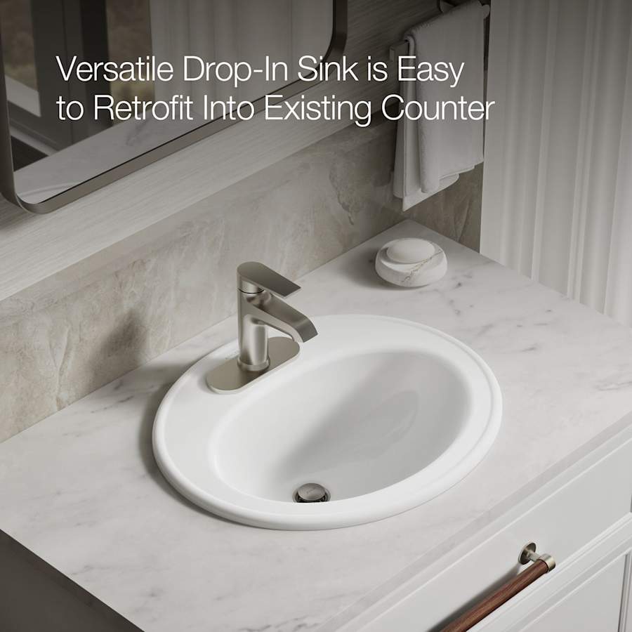Pennington 20-1/4" Drop In Bathroom Sink with 3 Holes Drilled and Overflow
